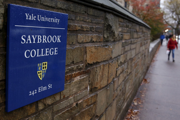 A sign for the entrance of the Saybrook College is seen on the campus of Yale University in New Haven, Connecticut on Nov. 12, 2015.