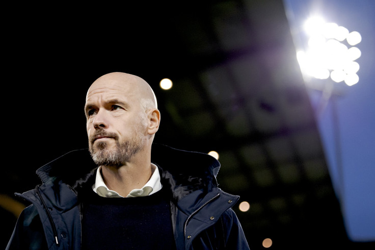 Coach Erik Ten Hag of Ajax during the Dutch Eredivisie match between Heracles Almelo v Ajax at the Polman Stadium on October 30, 2021 in Almelo Netherlands.