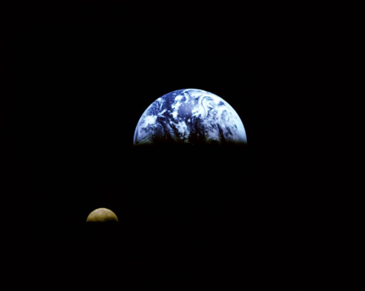 Eight days after its encounter with the Earth, the Galileo spacecraft was able to look back and capture this remarkable view of the Moon in orbit about the Earth, taken from a distance of about 6.2 million kilometers (3.9 million miles). 
