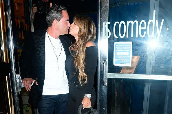 Pictured: Teresa Giudice and Louie Ruelas are seen arriving at Caroline Comedy Club on Broadway on October 27, 2021 in New York City.