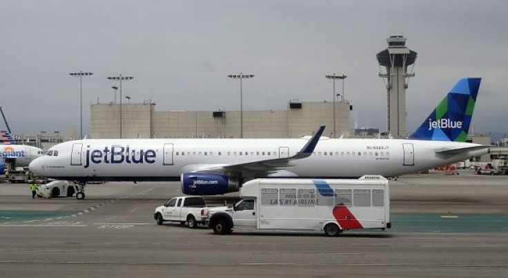 A JetBlue Airlines Airbus A321-200 taxis at Los Angeles International Airport, May 24, 2018.