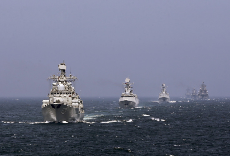 Representation. Chinese warships during a drill with Russia.