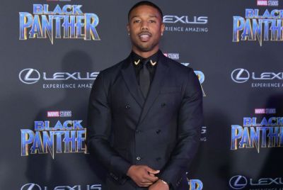 Michael B. Jordan at the premiere of "Black Panther" at Dolby Theatre on Jan. 29, 2018, in Hollywood, California.