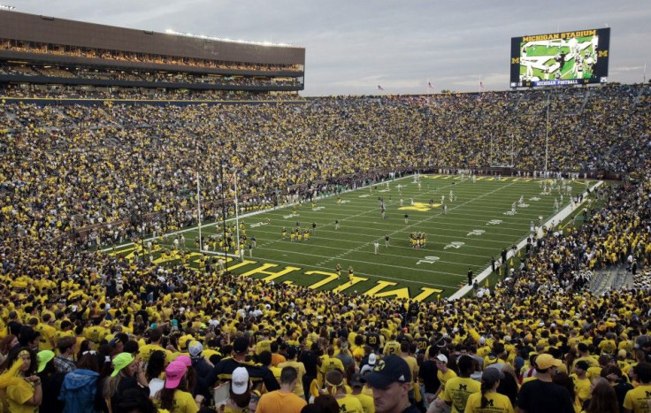 Michigan Stadium is seen before the start of the NCAA college football game between University of Michigan and Notre Dame in Ann Arbor, Michigan September 10, 2011. Both teams wore throw back jerseys during the first night game in the history of Michigan 
