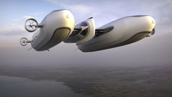 A rendeing of Air Yacht, a new concept from Lazzarini Design Studio that will "sail in the sky" as well as the sea. courtesy Lazzarini