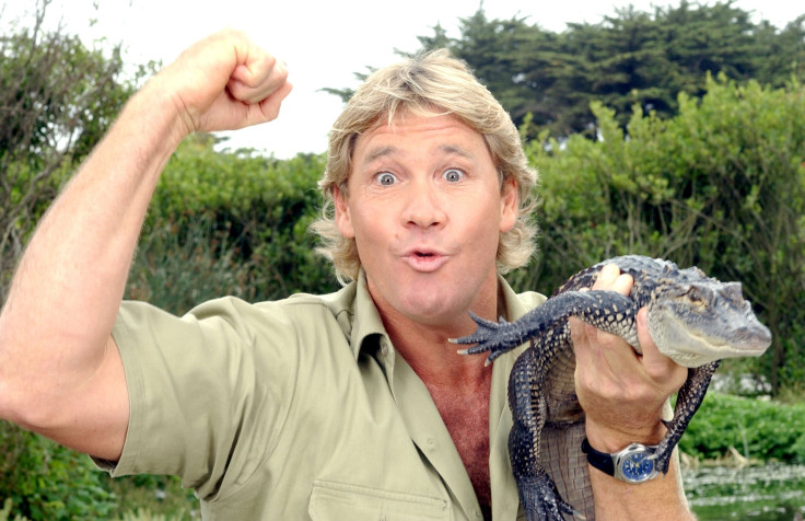 'The Crocodile Hunter', Steve Irwin, poses with a three-foot-long alligator at the San Francisco Zoo in San Francisco, California, June 26, 2002.
