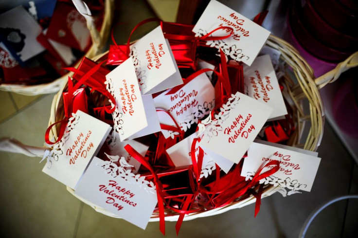 Valentine's Day is a great time for parents to receive kind gestures from their children. This picture taken on Feb. 11, 2014 shows Valentine's cards and decorations for sale at a florist's ahead of the Valentine's Day in Pristina.