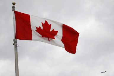 A Canadian national flag in downtown Ottawa