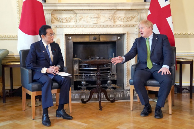 British Prime Minister Boris Johnson meets Japanese Prime Minister Fumio Kishida at 10 Downing Street, in London, Britain May 5, 2022. Stefan Rousseau/Pool via REUTERS