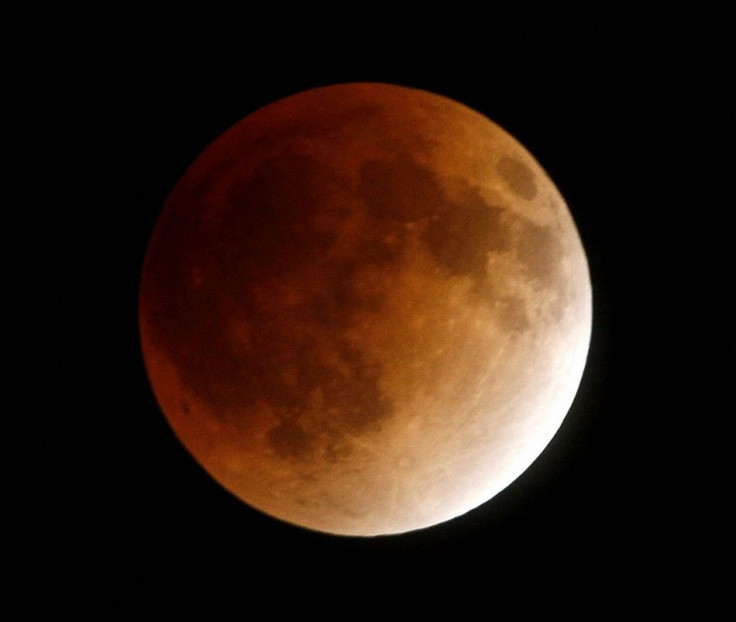 A total lunar eclipse is seen from Tomisato, Chiba prefecture, Japan