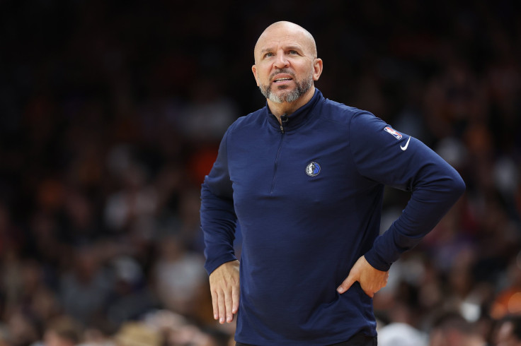 Head coach Jason Kidd of the Dallas Mavericks reacts during the second half of Game Seven of the Western Conference Second Round NBA Playoffs at Footprint Center on May 15, 2022 in Phoenix, Arizona. The Mavericks defeated the Suns 123-90.