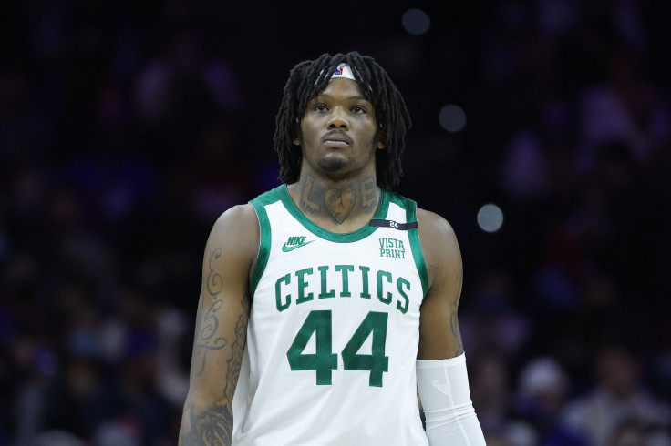 Robert Williams III #44 of the Boston Celtics looks on during the first quarter against the Philadelphia 76ers at Wells Fargo Center on January 14, 2022 in Philadelphia, Pennsylvania.