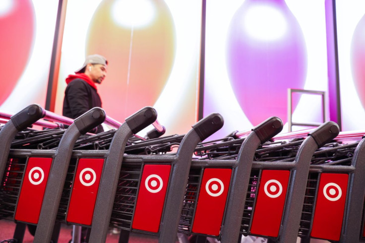 A Target logo is seen on shopping carts at a Target store in Manhattan, New York City, U.S., November 22, 2021. 