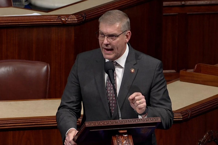 Rep. Barry Loudermilk (R-GA) speaks ahead of a vote on two articles of impeachment against U.S. President Donald Trump on Capitol Hill in Washington, U.S., in a still image from video December 18, 2019. House TV via REUTERS