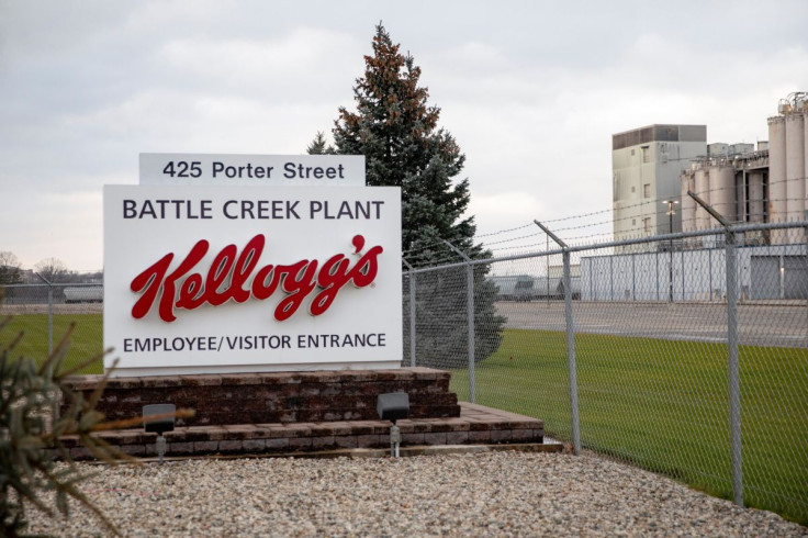 The entrance sign to Kellogg Co. is pictured at the Porter Street plant in Battle Creek, Michigan, U.S., December 11, 2021.