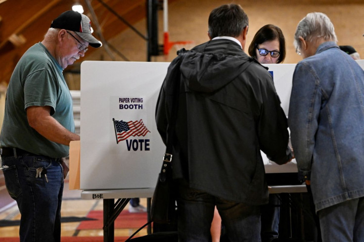 Voters cast their ballots for the midterm primary election in Grove City, Ohio, U.S. May 3, 2022.