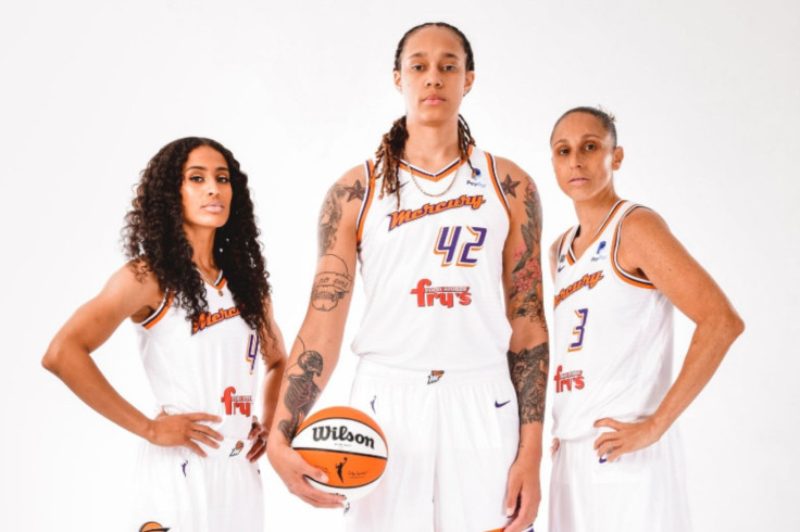 WNBA stars Skylar Diggins-Smith, Brittney Griner, and Diana Taurasi of the Phoenix Mercury.