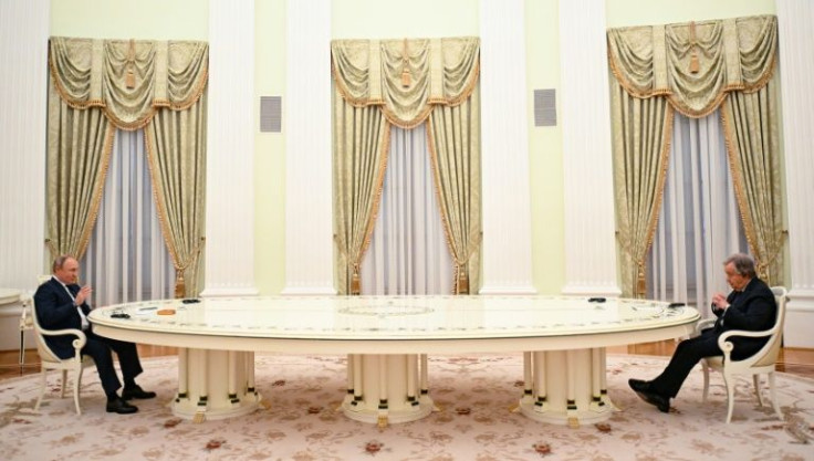 Russian President Vladimir Putin meets with UN Secretary-General Antonio Guterres at the Kremlin in Moscow. During the talks he says he still has 'hope' for successful negotiations with Ukraine
