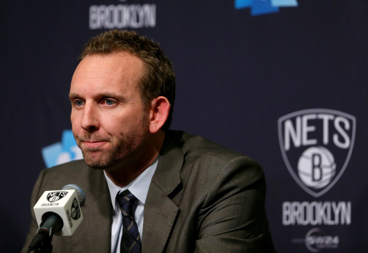 Newly hired Brooklyn Nets General Manager Sean Marks answers questions during a press conference before the game between the Brooklyn Nets and the New York Knicks at Barclays Center on February 19, 2016 in the Brooklyn borough of New York City.