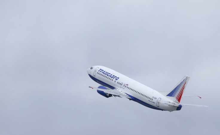 Representation. A Russian flight taking off from a runway at Moscow's Vnukovo airport, Russia.