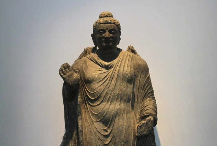 A stone Buddha statue is displayed at the National Museum of Afghanistan in Kabul.