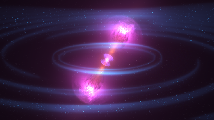 Study shows neutron star mergers results in short gamma-ray bursts. Pictured, an artist's impression of a neutron star collision.
