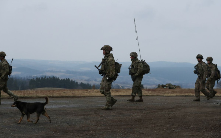 Fort Gordon is located in Augusta, Georgia. In photo: U.S. Army soldiers from the 82nd Airborne Division walk towards an airbase, amid Russia's invasion of Ukraine, near Arlamow, Poland, April 5, 2022.