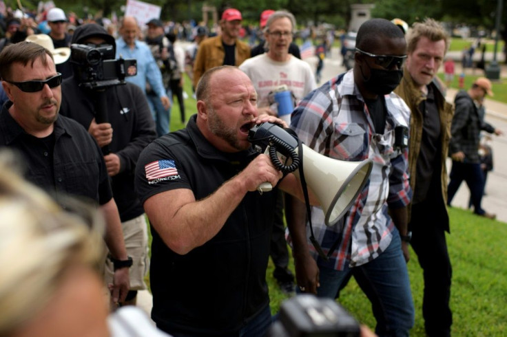 Far-right conspiracy theorist Alex Jones attends a rally at the State Capitol in Austin, Texas.