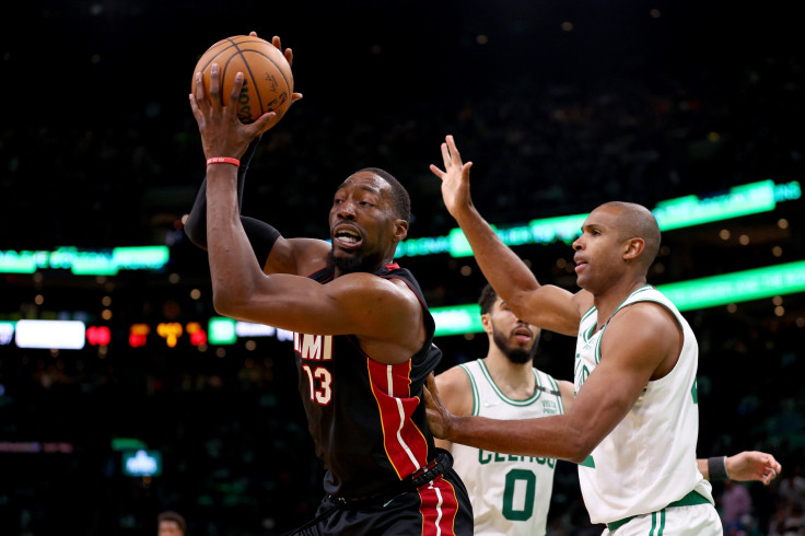 Bam Adebayo #13 of the Miami Heat shoots the ball against Al Horford #42 of the Boston Celtics during the third quarter in Game Four of the 2022 NBA Playoffs Eastern Conference Finals at TD Garden on May 23, 2022 in Boston, Massachusetts.