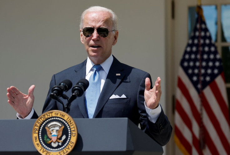 U.S. President Joe Biden delivers remarks to staff in the Rose Garden as he returns from COVID-19 isolation to work in the Oval Office at the White House in Washington, U.S. July 27, 2022.