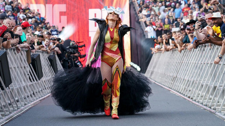 Becky Lynch makes her way down the ramp at SummerSlam at Nissan Stadium in Nashville, Tennessee on July 30, 2022.