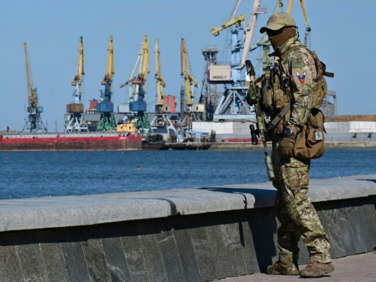 Representation. A Russian soldier at the port of Berdyansk in southeastern Ukraine.