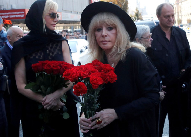 Russian singer Pugacheva arrives to pay her last respects to Kobzon, a veteran Russian singer and pro-Kremlin politician, in Moscow