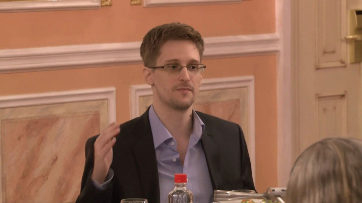 Edward Snowden speaks about NSA programs at the Sam Adams award presentation in Moscow on October 9, 2013.