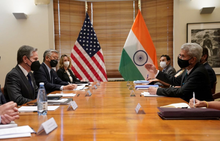 U.S. Secretary of State Antony Blinken meets with Indian Foreign Minister Subrahmanyam Jaishankar before the Quad meeting of foreign ministers in Melbourne, Australia, February 11, 2022.