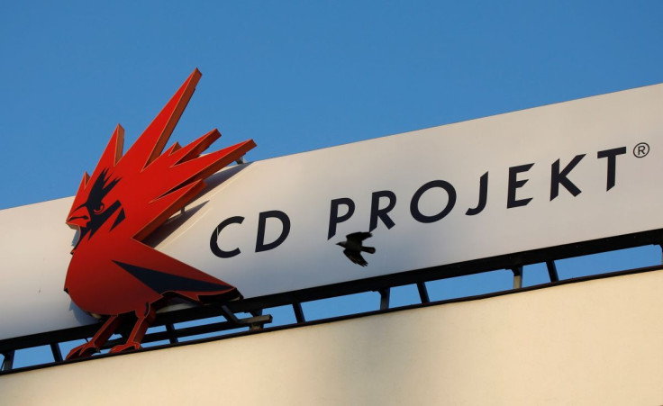 A bird flies in front of the Cd Projekt logo at its headquarters in Warsaw, Poland January 21, 2020. Picture taken January 21, 2020.