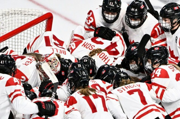 Canada's players wore masks for their ice hockey match against Russia