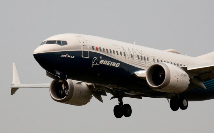 A Boeing 737 MAX aircraft lands during an evaluation flight in Seattle