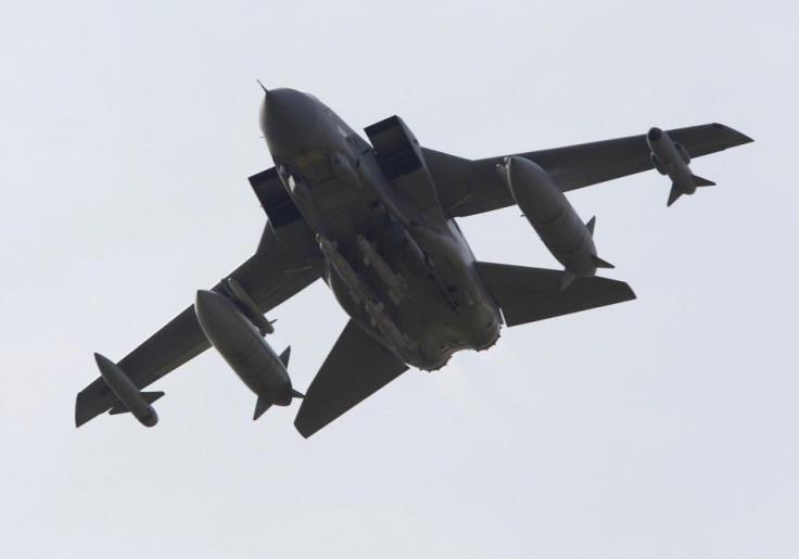 A British Royal Air Force Tornado GR4 aircraft takes off from RAF Marham in eastern England.