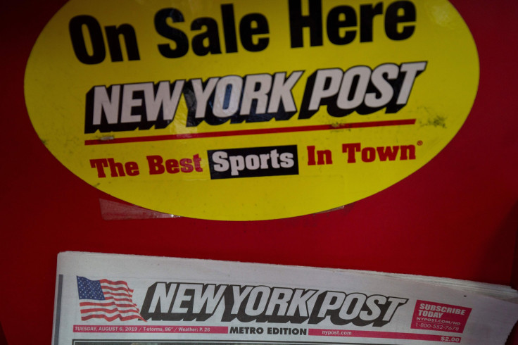 The front page of the New York Post newspaper is seen at a convenience store in Washington, D.C., on Aug. 6, 2019.