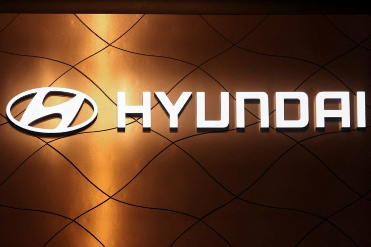 The logo of Hyundai Motor Company is pictured at the New York International Auto Show, in Manhattan, New York City, U.S., April 13, 2022.