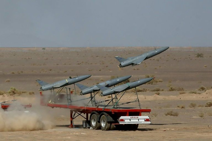 An Iranian army picture released in August 2022 shows the launch of a drone during drill at an undisclosed location in Iran