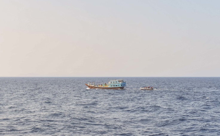 U.S. naval forces approach a fishing vessel transiting international waters in the Gulf of Oman, Nov. 8, during an interdiction. (U.S. Navy photo by Lt. j.g. Kelly Harris)