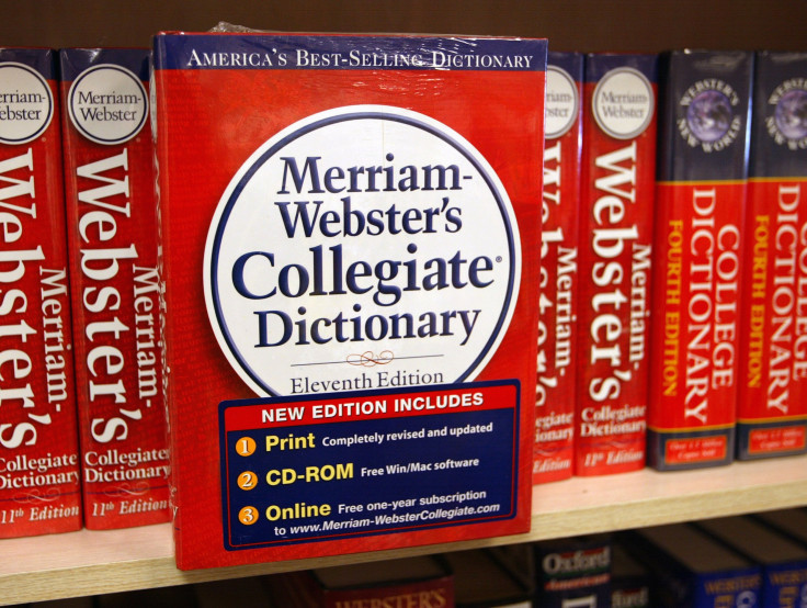 Merriam-Webster added 850 new words, including "mansplain." A Merriam-Webster's Collegiate Dictionary is displayed in a bookstore November 10, 2003 in Niles, Illinois.
