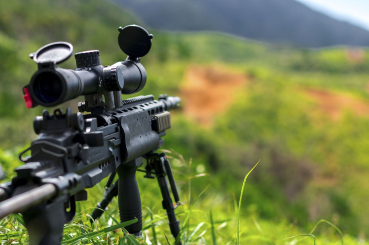 Representation. A marksman rifle deployed on a field.