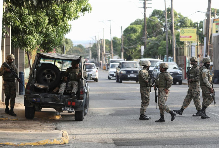Members of security forces guard the streets in parts of the capital Kingston in a bid to control rising crime linked to gang violence, in Kingston, Jamaica November 15, 2022.