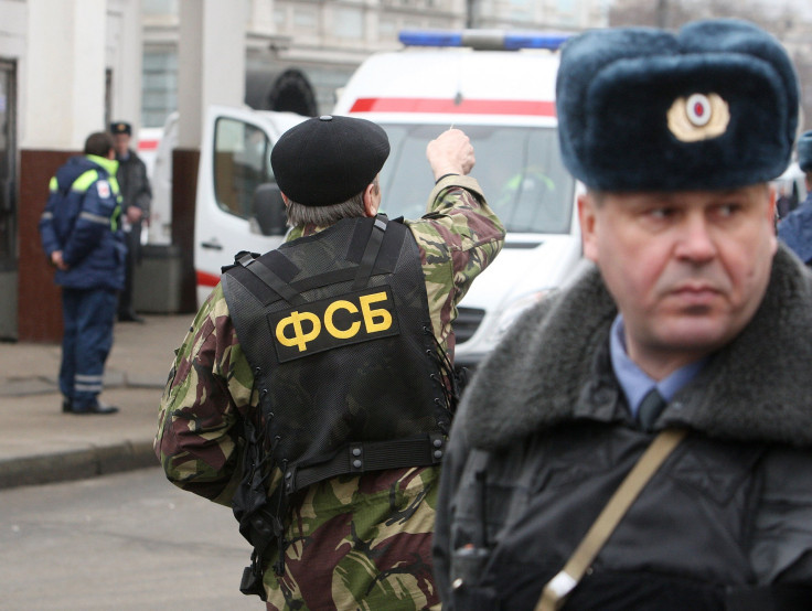 Russian intelligence agents tracked Sergey Skirta starting last year and arrested him in February for trying to pass on Russian industrial secrets. Above, FSB agents are pictured.