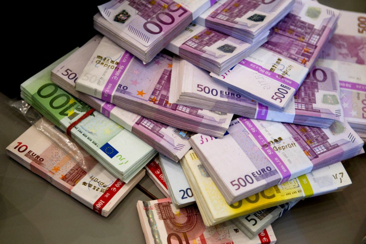 Money seized by German customs agency Zoll during anti-money laundering operation is displayed before agency's annual statistics news conference in Berlin