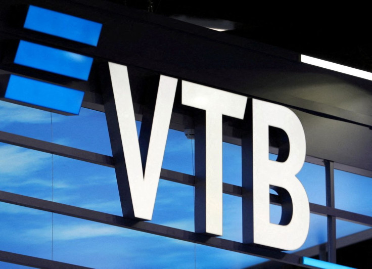 The logo of VTB bank is seen in Saint Petersburg, Russia, June 3, 2021.