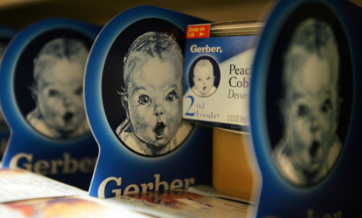 Gerber baby food products are seen on a supermarket shelf April 12, 2007 in New York City.